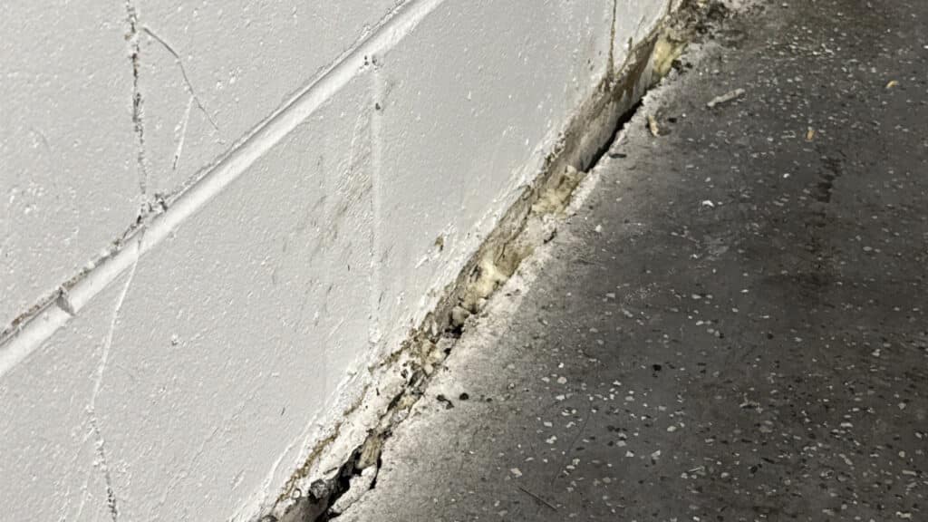 Floor stabilized with chemical grout