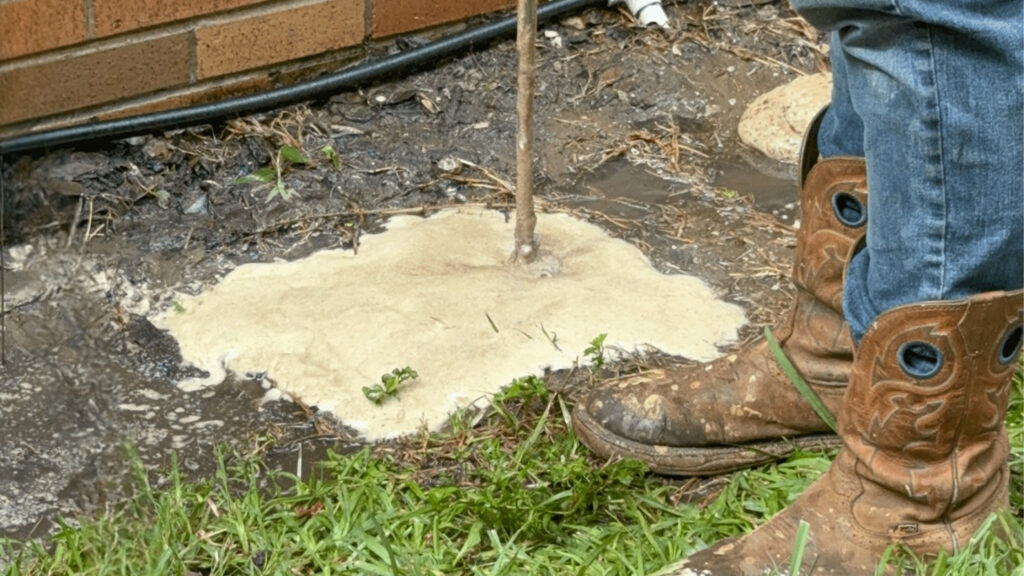 Close up of the permeation grout injection