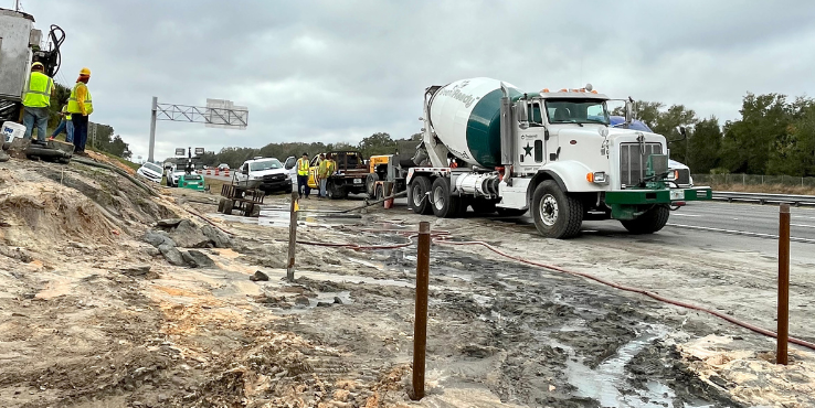 Compaction grouting for a sinkhole on I-4 highway in Florida.