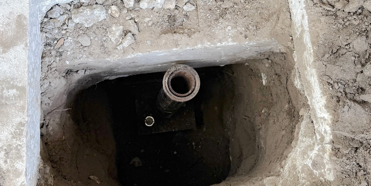 Push pier under the foundation of a bank.