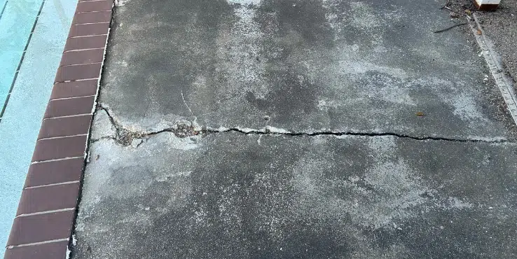 A cracked pool deck
